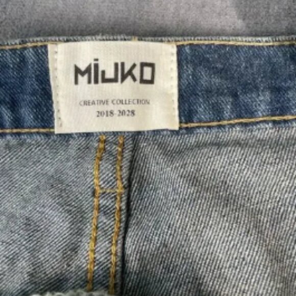 Mijko Zipper Jeans Mens 2XL Blue Gradient Baggy Denim Y2K Statement Streetwear - Picture 6 of 13